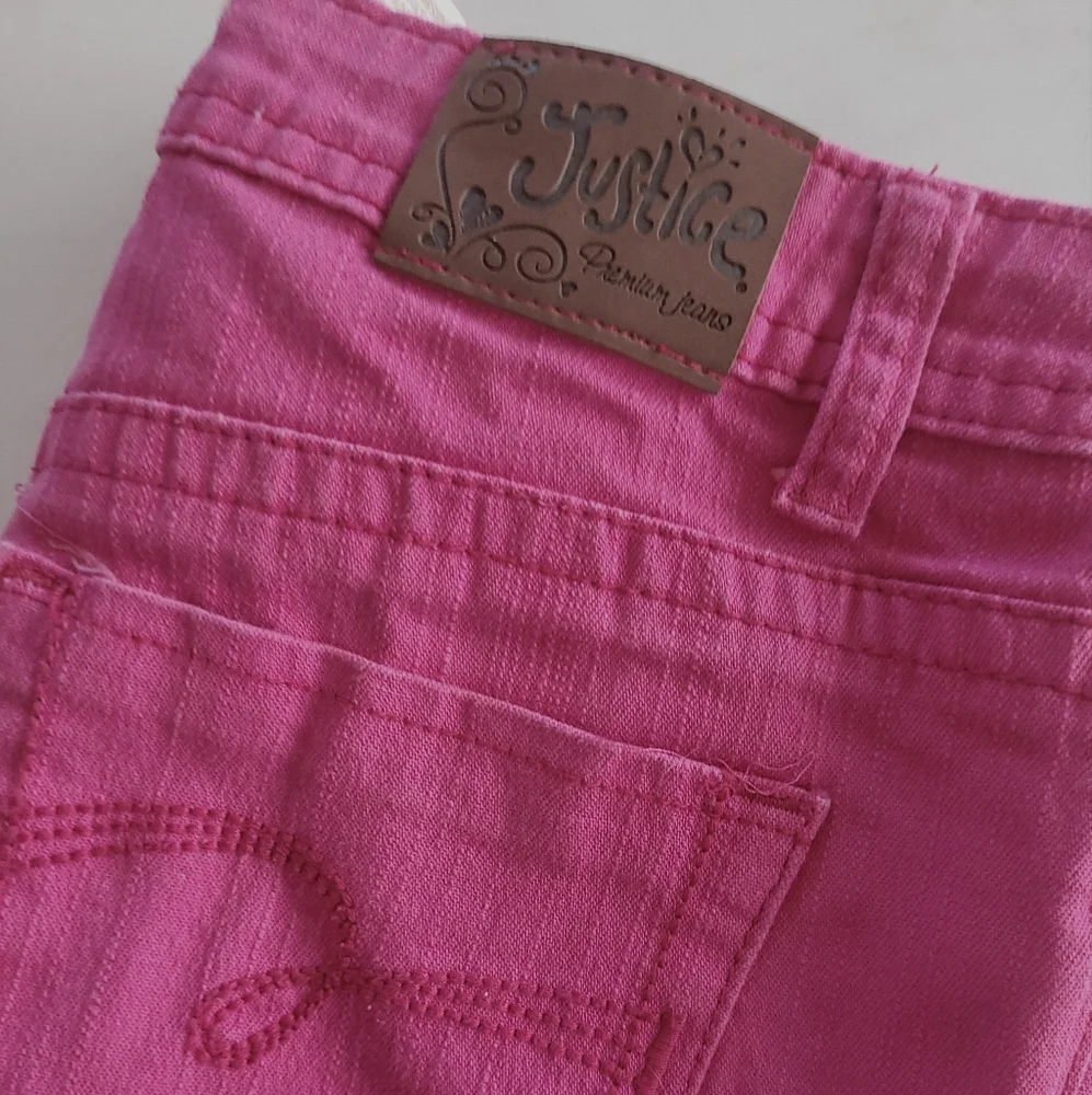 Justice NWOT Stretch Pink Straight Leg Denim Premium Jeans Size 12 Regular Girls